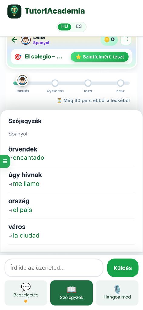 Nyelvóra a programban